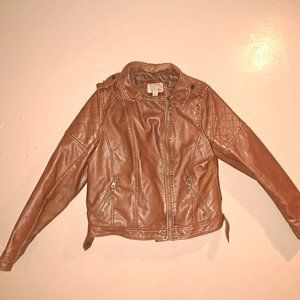 Crop leather jacket